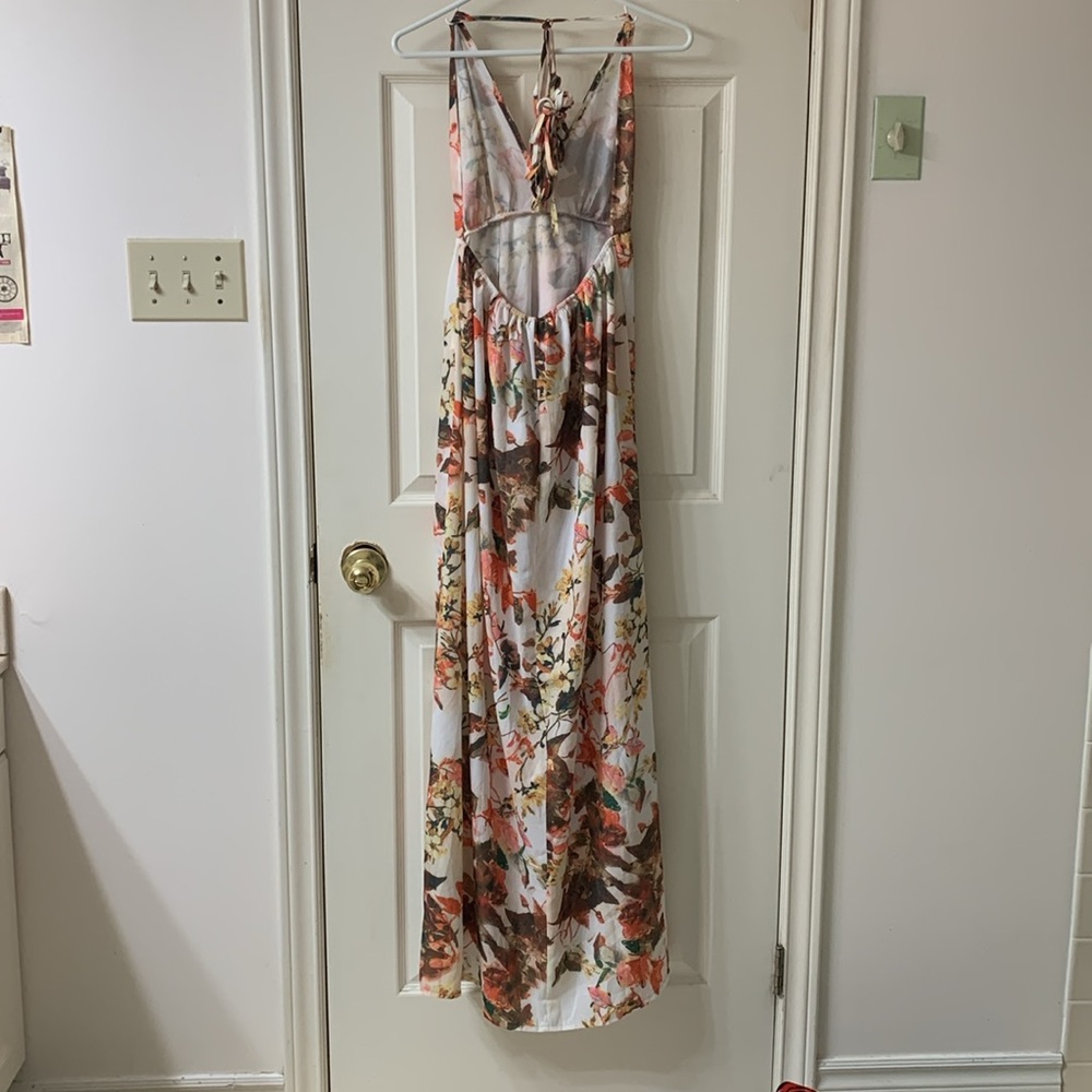 🌷3 for$25🌷PrettyLittleThing, US 4, Orange Yellow & Brown Floral Maxi Dress, NWT - Picture 2 of 10